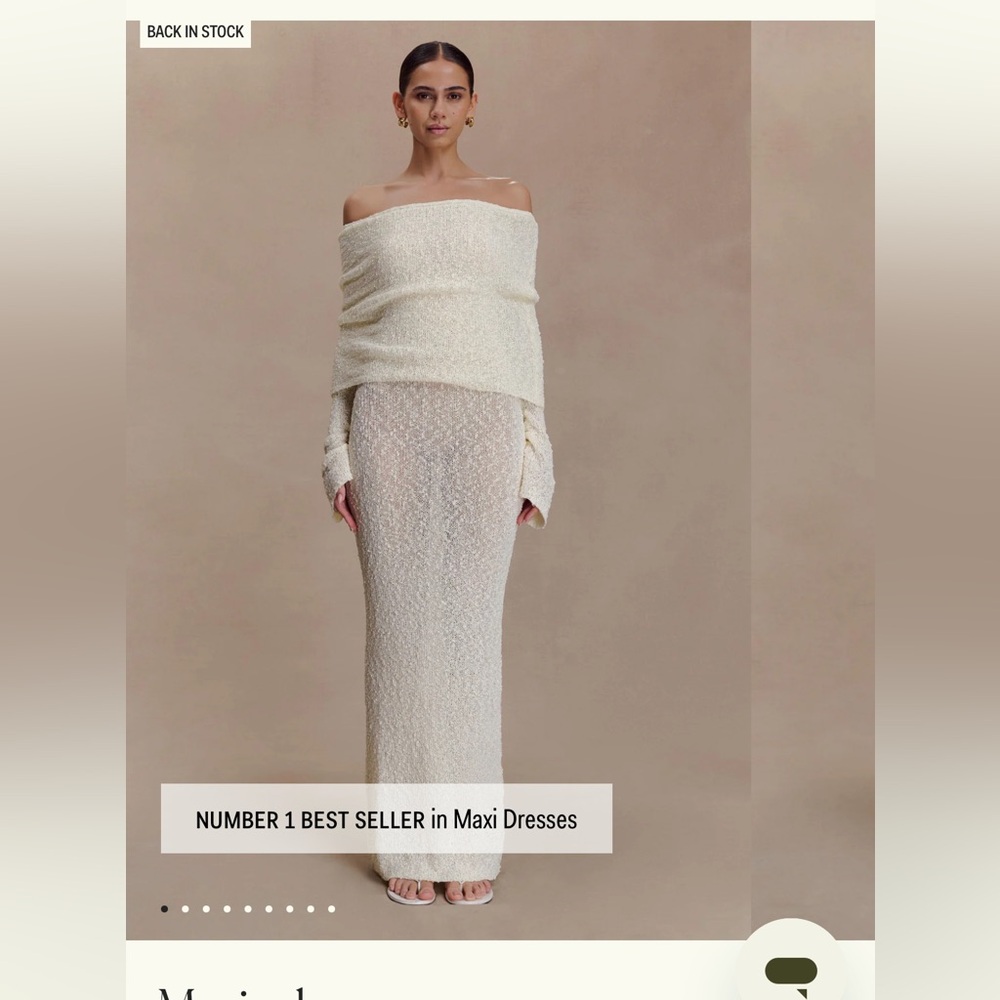 Meshki Marisol Off Shoulder Boucle Maxi Dress in Ivory